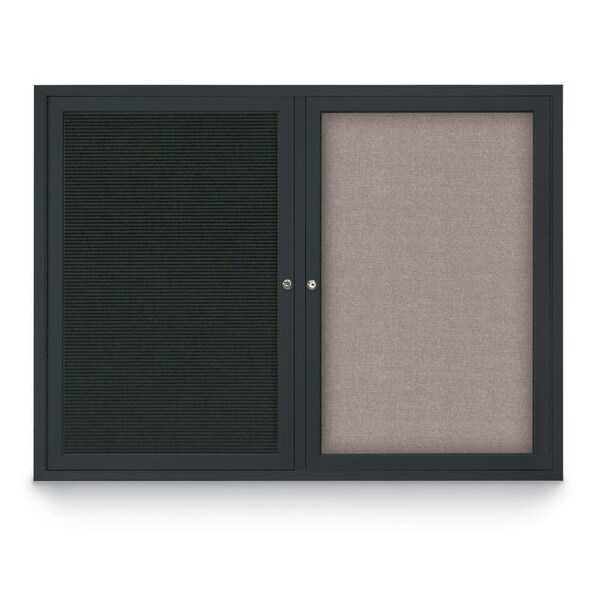 Decor Wood Combo Board, 24"x18", Light Oak/Black Porcelain & Buff